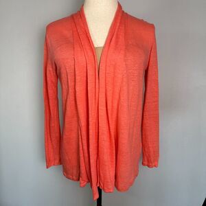 J Jill linen coral pink drape front cardigan linen lightweight